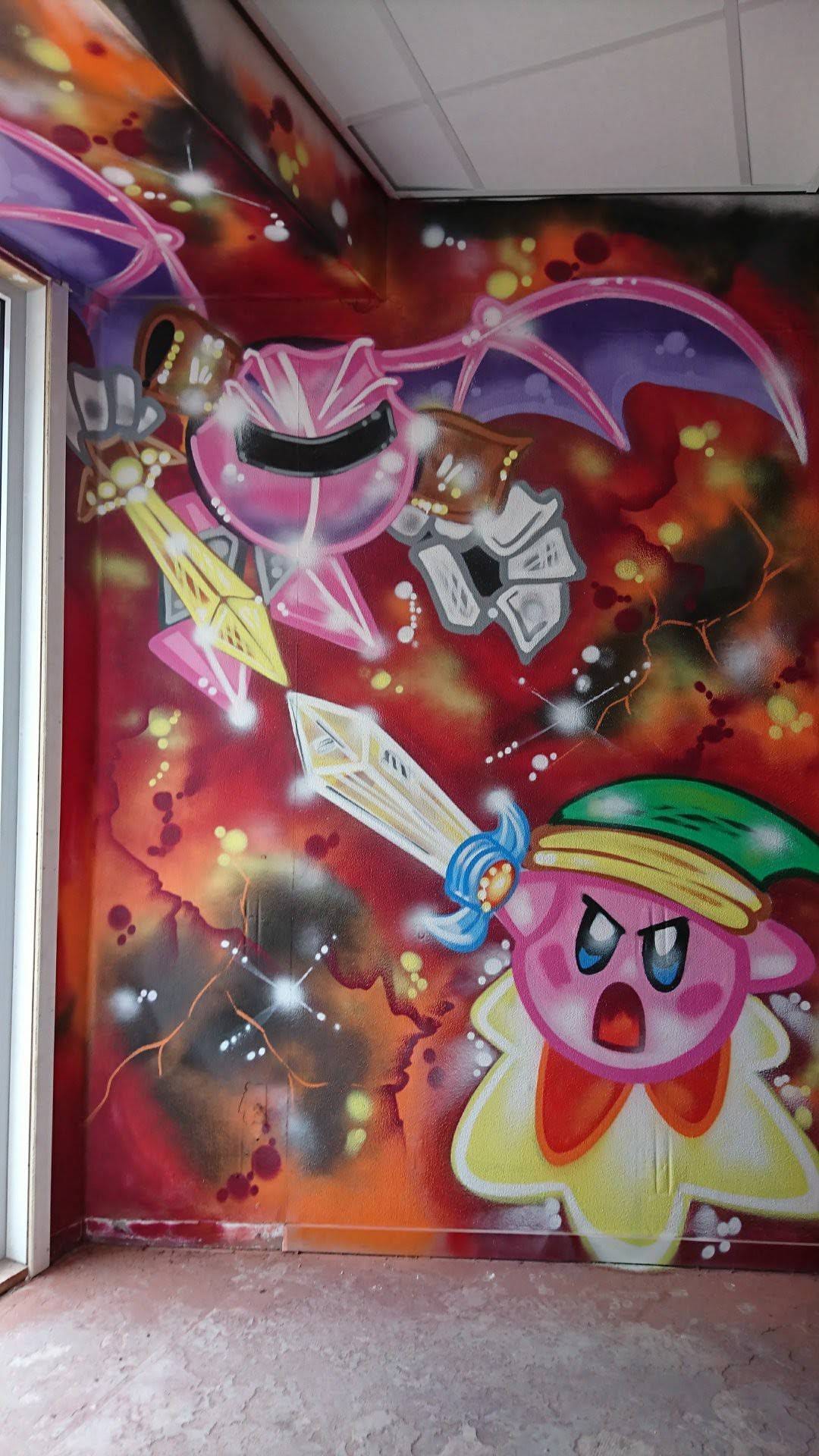 Een Foto van een kunst werk gemaakt met graffiti