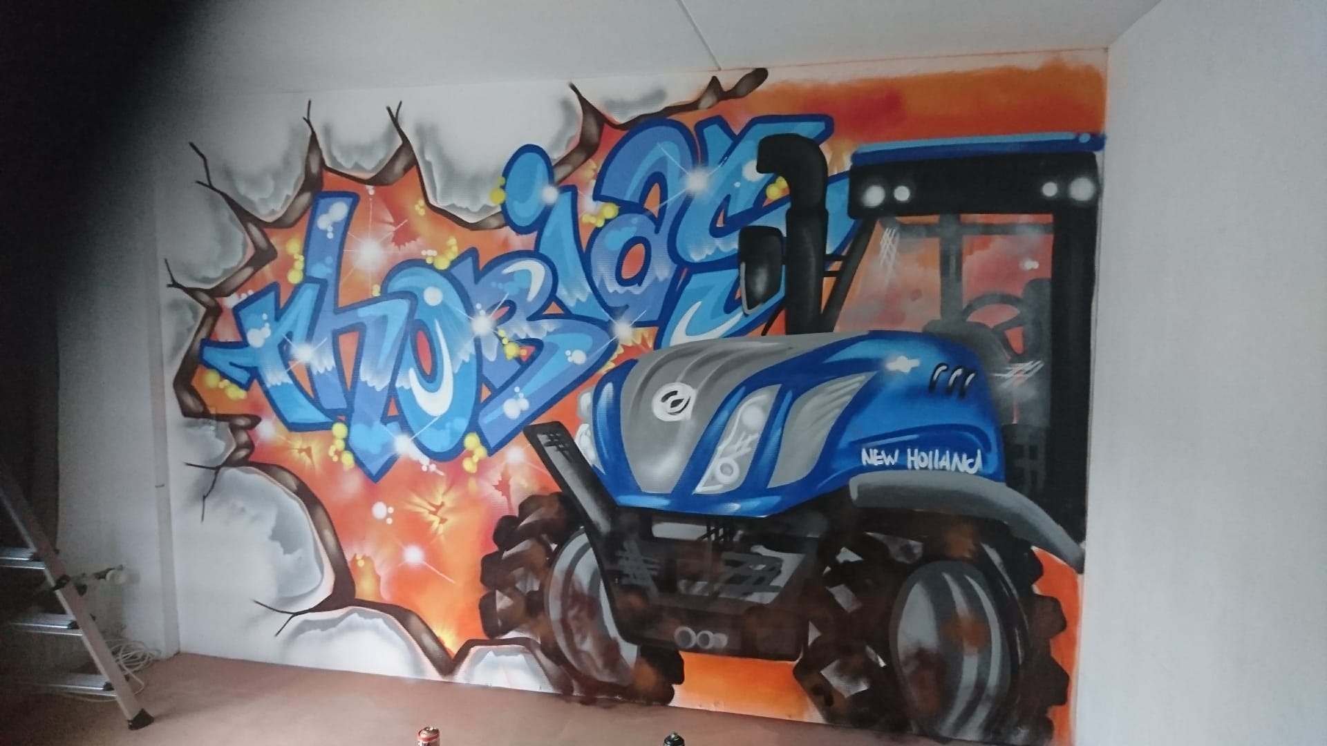 Een Foto van een kunst werk gemaakt met graffiti