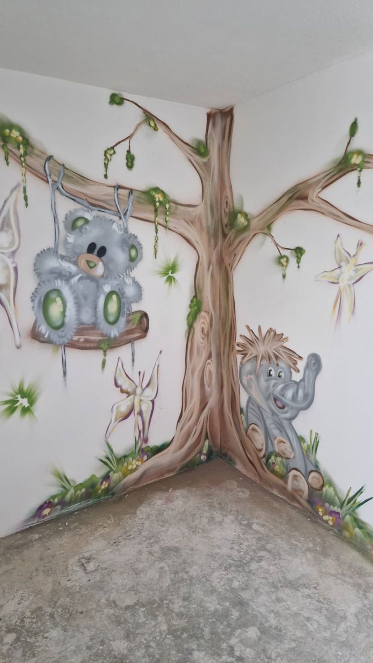 Een Foto van een kunst werk gemaakt met graffiti