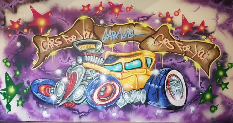 Een Foto van een kunst werk gemaakt met graffiti